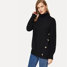 Shein Turtle Neck Button Detail Jumper