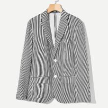 Shein Men Notch Collar Pocket Front Striped Blazer
