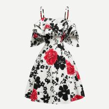 Shein Open Shoulder Floral Print Dress