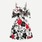 Shein Open Shoulder Floral Print Dress