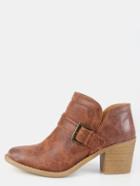 Shein Pointy Toe Front Strap Ankle Boots Cognac