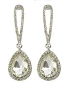 Shein White Single Rhinestone Drop Earrings