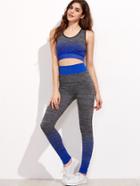 Shein Ombre Contrast Trim Sport Crop Tank Top With Leggings