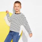 Shein Girls Drop Shoulder Striped Pullover