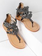 Shein Rhinestone Design Toe Post Flat Sandals