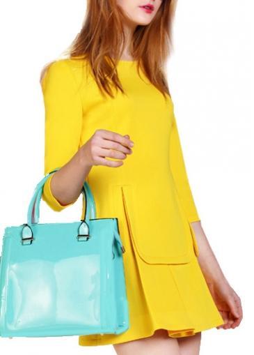 Rosewe Charming Yellow Round Neck Autumn A Line Dress