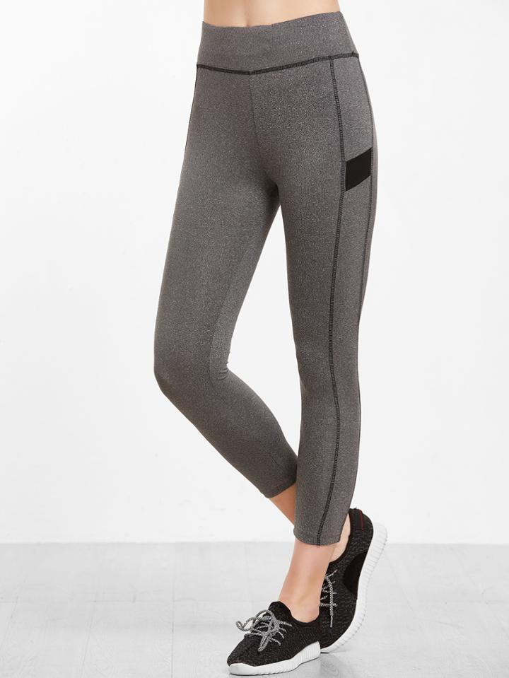 Shein Dark Grey Contrast Trim Ankle Leggings