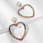 Shein Gemstone Engraved Open Heart Drop Earrings