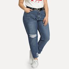 Shein Plus Bleach Dye Ripped Jeans