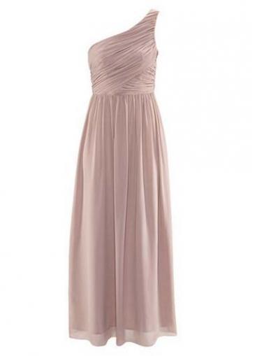 Rosewe Women Sheared Waist One Shoulder Pure Color Dress