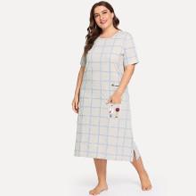 Shein Plus Figure Print Plaid Night Dress