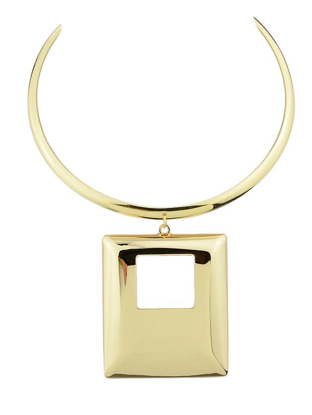Shein Gold Color Big Square Pendant Necklace
