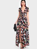 Shein Tie Front M-slit Peekaboo Dress