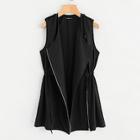 Shein Drawstring Waist Zipper Up Vest Coat
