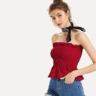 Shein Ruffle Trim Smocked Bandeau Top