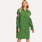 Shein Drawstring Cut Out Solid Dress
