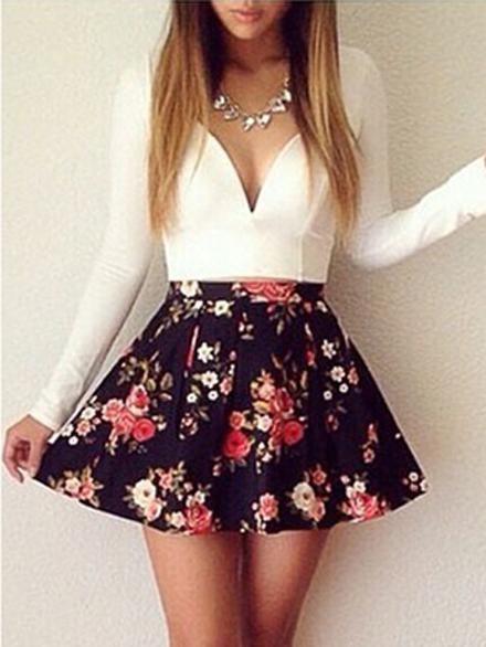 Shein Sexy V-neck Long-sleeved Dress