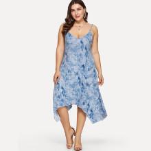 Shein Plus Tie Dye Asymmetrical Hem Cami Dress