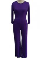 Rosewe Purple Ankle Length Open Back Jumpsuit