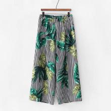 Shein Contrast Stripe Foliage Print Wide Pants