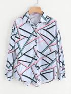 Shein Abstract Stripe Print Shirt