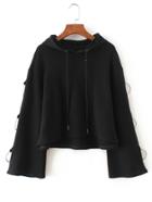 Shein Ring Embellished Wide Sleeve Hoodie