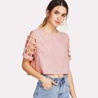 Shein Geo Cut Sleeve Crop Top