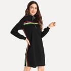 Shein Striped Tape Panel Zip Neck Dress