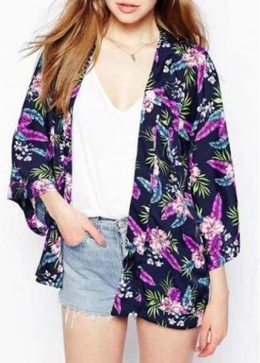Rosewe Vintage Print Design Three Quarter Sleeve Autumn Cardigans