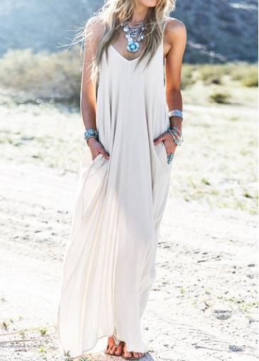 Rosewe Pocket Design Spaghetti Strap Maxi Dress