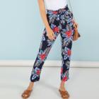 Shein Belted Tropical Print Pants