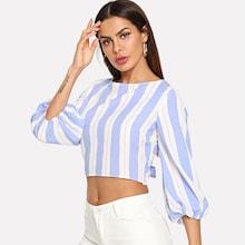 Shein Bow Tie Back Striped Crop Top
