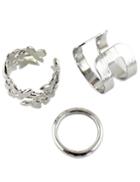 Shein Silver Floral Crochet Three Pieces Rings