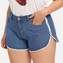 Shein Plus Contrast Binding Denim Shorts