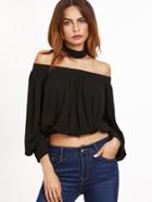 Shein Off The Shoulder Draped Top With Choker