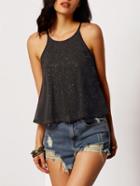 Shein Black Spaghetti Strap Glisten Chiffon Cami Top