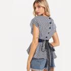 Shein Single Breasted Back Striped Top