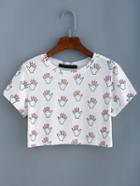 Shein Hand Print Crop T-shirt