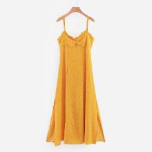 Shein Frill Trim Knot Back Spot Dress