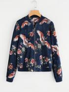 Shein Mixed Print Velvet Bomber Jacket