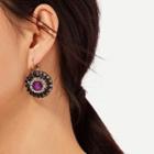 Shein Contrast Round Earrings With Rhinestone