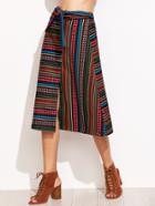 Shein Multicolor Striped Self Tie Button Front Skirt