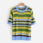 Shein Multi Stripe Hollow Out Jumper