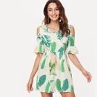 Shein Open Shoulder Tropic Print Dress