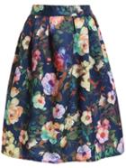 Shein Elastic Waist Florals Flare Skirt
