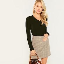 Shein Ribbed Knit V-neck Tee