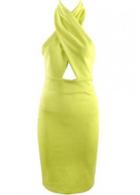 Rosewe Catching Open Back Halter Neck Party Dress Yellow