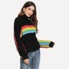 Shein Rolled Neck Color Block Sweater
