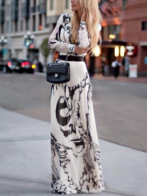 Shein Abstract Print Chiffon Maxi Dress