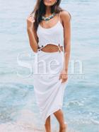 Shein White Sun Beach Spaghetti Strap Cut Out Waist Maxi Dress Skirts